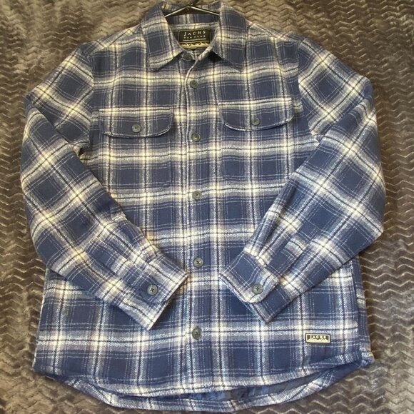 Jachs New York Blue Plaid Quilted flannel Jacket Button-Up Outerwear Mens SZ M - Picture 2 of 11